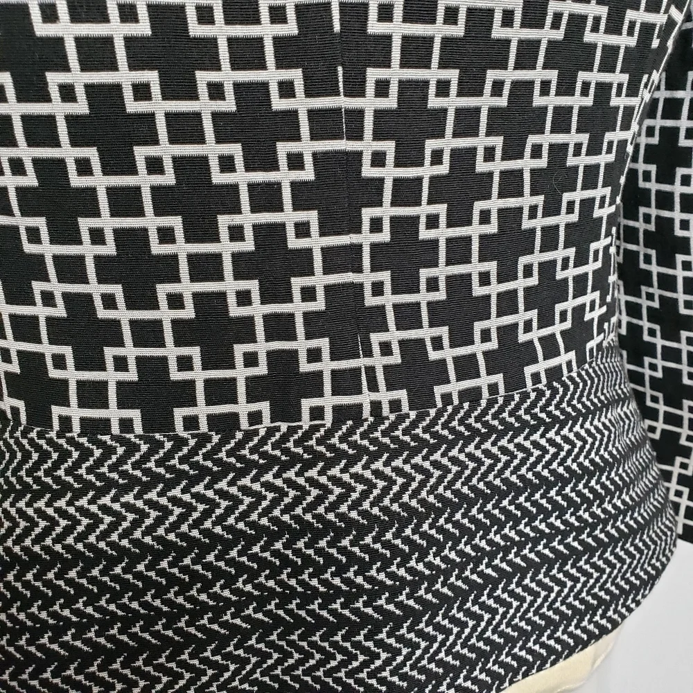 Saks Fifth Avenue Black Label Black White Geometric 2 Way Zip Jacket 4